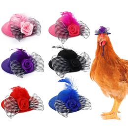 Autres fournitures pour animaux de compagnie 7 pièces chapeaux de poulet casque de costume drôle accessoires d'Halloween mini chapeau avec mentonnière élastique réglable pour il DH9Gq