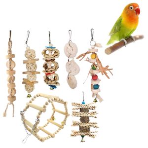 Autres fournitures pour animaux de compagnie Bird Chew Toy Cage Bell S en bois pour petites perruches perroquets Love S Conures Accessoires 221122