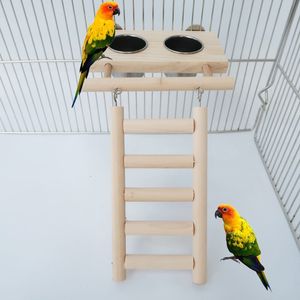 Andere huisdier levert vogelhoutplatform met ladder vogelspeelgoed roestvrijstalen voeder vogelkom parrottoys cockatiel parakeet jovebird conure budgie 221122