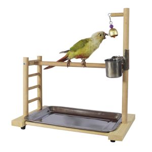 Autres fournitures pour animaux de compagnie Stands de cage à oiseaux Parrot Play Gym Bois Conure Aire de jeux Cage à oiseaux Stands Accessoires Birdhouse Décor Table Top PlayStand 221122