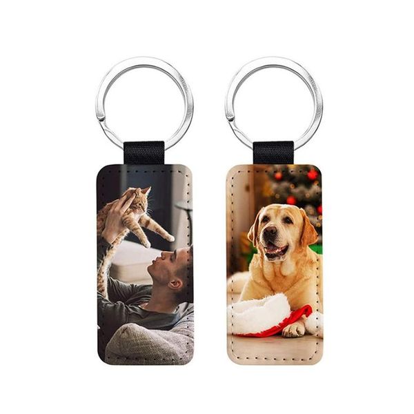 Autres fournitures pour animaux de compagnie Porte-clés en cuir vierge Transfert thermique Sublimation Personnalité Porte-clés Favoris Filles Garçons Ornement Porte-clés GIF Dhibf