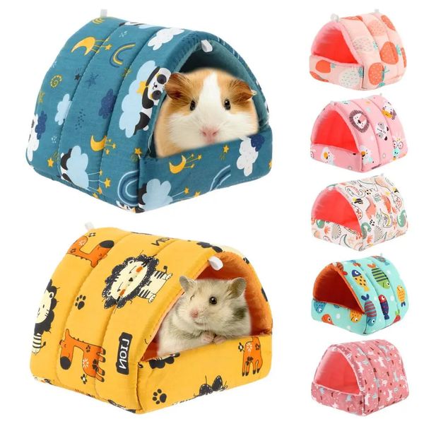 Autres fournitures pour animaux de compagnie Mignon Mini Cage Lapin Écureuil Hiver Chaleur Coussin Cobaye Nid Hamster Maison Petit Animal Sommeil Lit Suspendu 231120