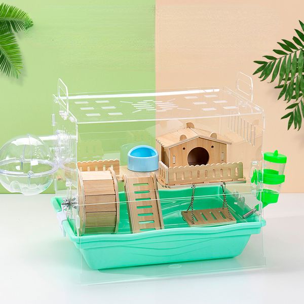 Autres fournitures pour animaux de compagnie Hamster Cage Golden Bear Spécial Doublestorey Grande Villa Boîte d'élevage Maison Nid Jouets 230925