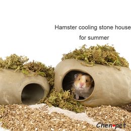 Autres fournitures pour animaux de compagnie Hamster Refroidissement Maison en pierre pour l'été Petit abri Grotte de couchage Cochon d'Inde Chinchillas Céramique Rat Cage 230925