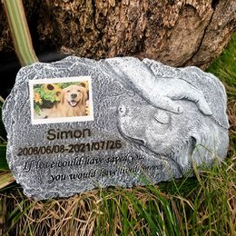 Andere huisdierbenodigdheden Memorial Plaque Dog Stone Cat Grave Decoratiehars Tombstone Pomes Herdenkingsaanpassing 230816