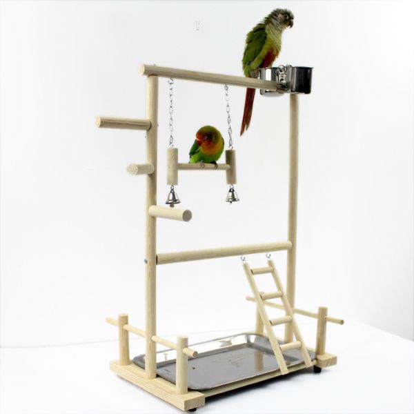 Autres fournitures pour animaux de compagnie Parrot Playstands avec tasse Toys Tray Bird Swing grimpant Ladder Bridge Bridge Cockatiel Playground Bird Perches 53 X23 X36CM 221122