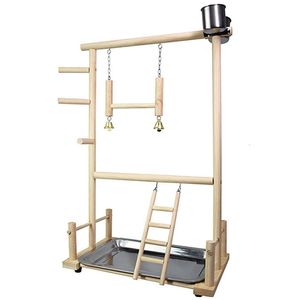 Andere huisdier levert papegaaien speeltuin natuurlijke houten papegaai gym play stand parakeet ladders met feederbekers en speelgoedoefening spelen 221122