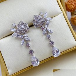 Andere Piage -oorbellen Rose -serie ingelegd kristal extreem 18K vergulde sterling Sier luxe sieraden topkwaliteit merkontwerper een DHFD5