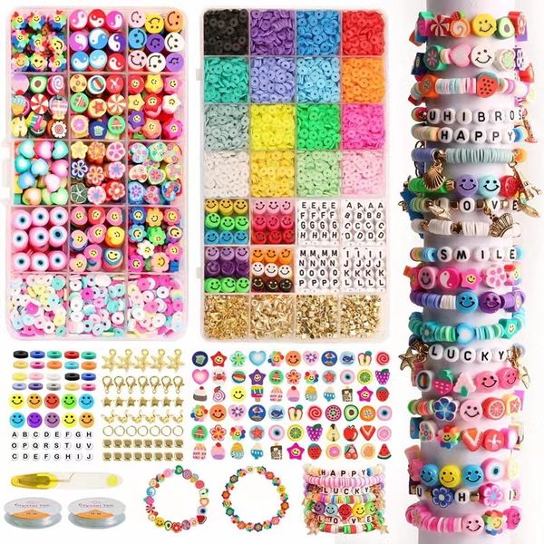 Otro kit de fabricación de pulseras con cuentas de arcilla polimérica, kit de pulsera de la amistad para niñas y niños, joyería hecha a mano para regalos de Navidad