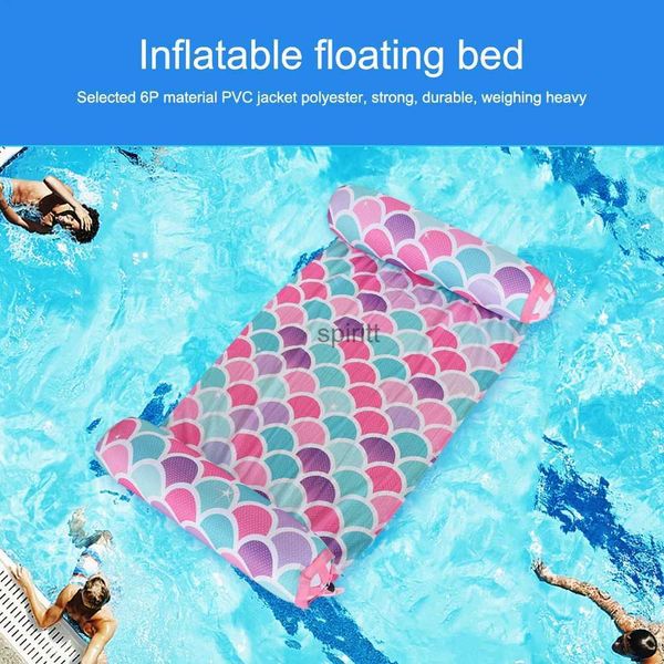 Otras piscinas SpasHG Tumbona flotante Juguetes flotantes Cama flotante de agua plegable Cómoda Boquilla portátil de PVC a prueba de fugas Accesorios para piscinas YQ240111