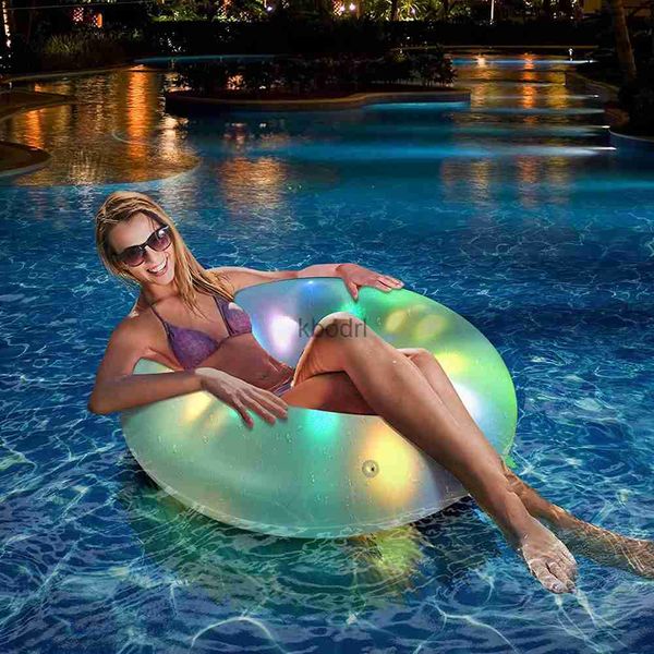 Autres piscines SpasHG LED anneau de bain lumineux créatif PVC piscine gonflable flotte léger anneau flottant adulte enfants Tube d'eau accessoires de piscine YQ240129