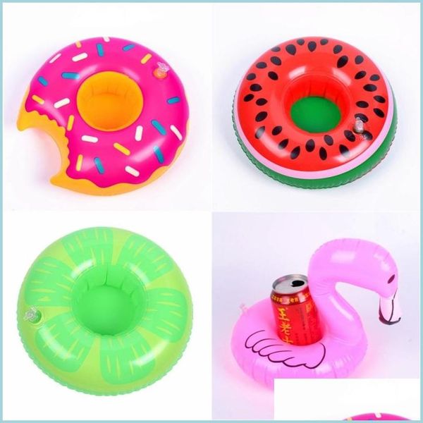 Autres piscines Spashg Boisson gonflable Porte-gobelet Donut Pastèque Pin en forme de tapis flottant Summer Beach Piscine Coaster Décor T DHI2B