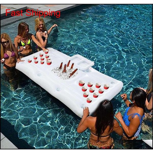 Autres piscines SpasHG Pool Party Games Raft Lounger Piscine flottante gonflable Adultes Radeaux Natation Beer Pong Table Doe QylrTn Sports2283S