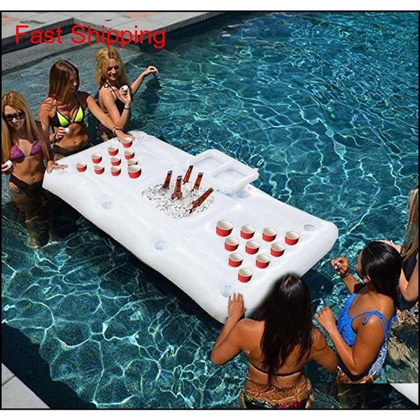 Autres piscines SpasHG Pool Party Games Raft Lounger Piscine flottante gonflable Adultes Radeaux Natation Beer Pong Table Doe QylrTn Sports2217S