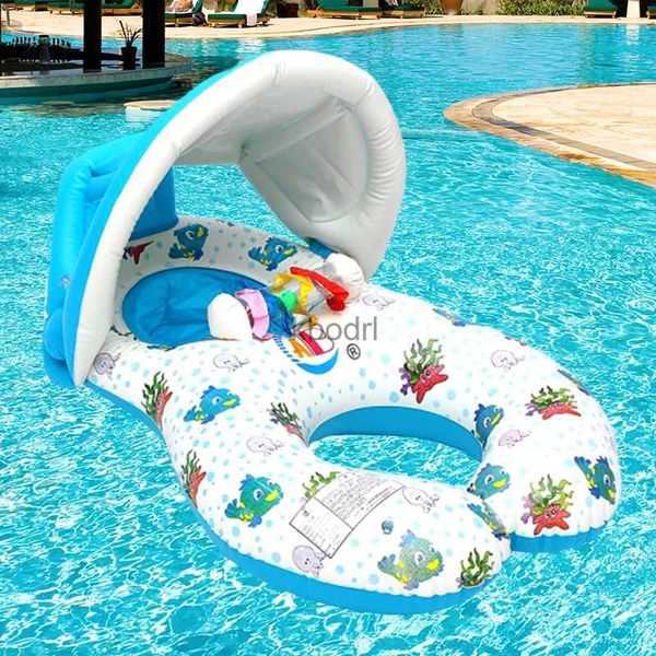 Autres piscines SpasHG Portable bébé piscine flotteur anneau de cou avec parasol Portable mère enfants nager cercle gonflable sécurité natation anneau flotteur siège YQ240129