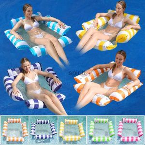 Autres piscines SpasHG Lit hamac gonflable en PVC confortable à rayures lit flottant portable anti-fuite léger pour fournitures de piscine d'été YQ240111