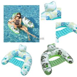 Andere zwembaden SpasHG PVC zwembad drijvende stoel met bekerhouder Opvouwbare zomer opblaasbare waterhangmat Luchtbedden Bed Strand Waterligstoel YQ240111