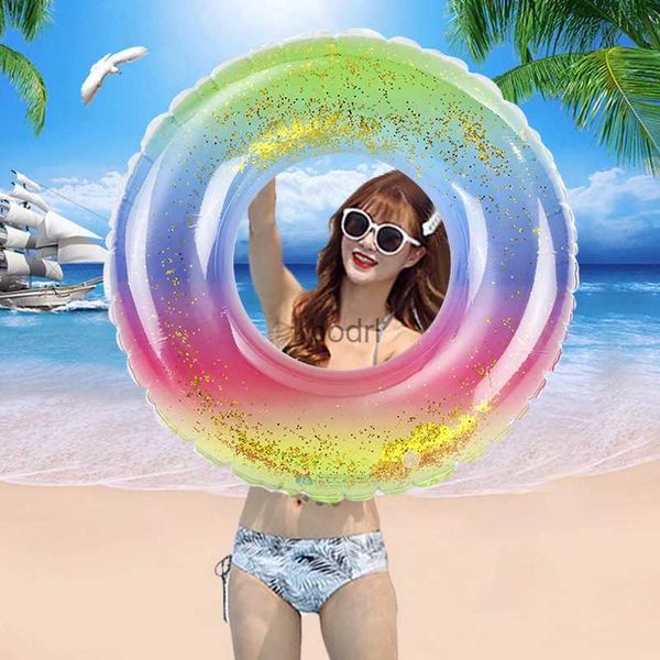 Otras piscinas SpasHG Rainbow Lentejuelas Brillo Piscina Foats Anillo de natación Niños adultos Tubo de piscina inflable Flotador gigante Agua Diversión Juguete Natación Vueltas YQ240129