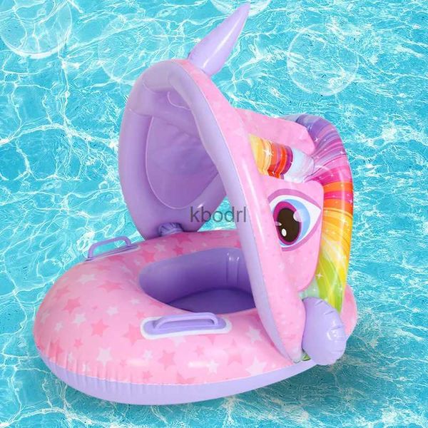 Otras piscinas SpasHG Anillo inflable seguro para bebés Flotador para bebés Niños Natación Círculo Accesorios para piscinas Ruedas inflables con asiento con sombrilla ajustable YQ240129