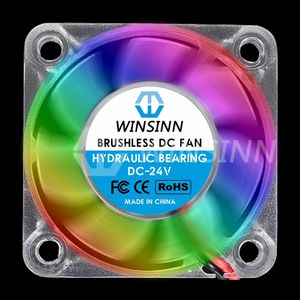 Andere printerbenodigdheden Winsinn 40 mm RGB ventilatorkleur LED DC 5V 12V 24V 4010 Hydraulisch lagerborstelloze koeling 40x10mm 2pin 221114