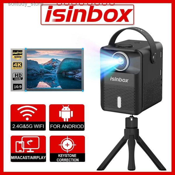 Autres accessoires de projecteur Isinbox x8 Mini Projecteur portable avec écran Android 5G WiFi Home Theatre Projecteur prend en charge 1080p Video LED Projecteur Q240322