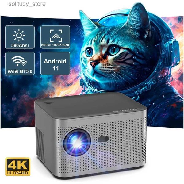 Otros accesorios para proyectores Salange HY350 Proyector Full HD 1080P 4K Android 11.0 LED Cine en casa 500ANSI Enfoque electrónico BT5.0 Proyecto de cine en casa Q240322