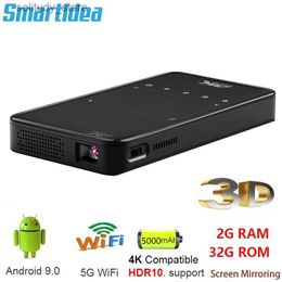 Autres accessoires de projecteur Smartldea Nouveau Mini Portable Intelligent Android 9.0 WIFI Vidéo Pico LED DLP Home Cinéma Full HD 1080P 4K 3D Cinéma Q240322