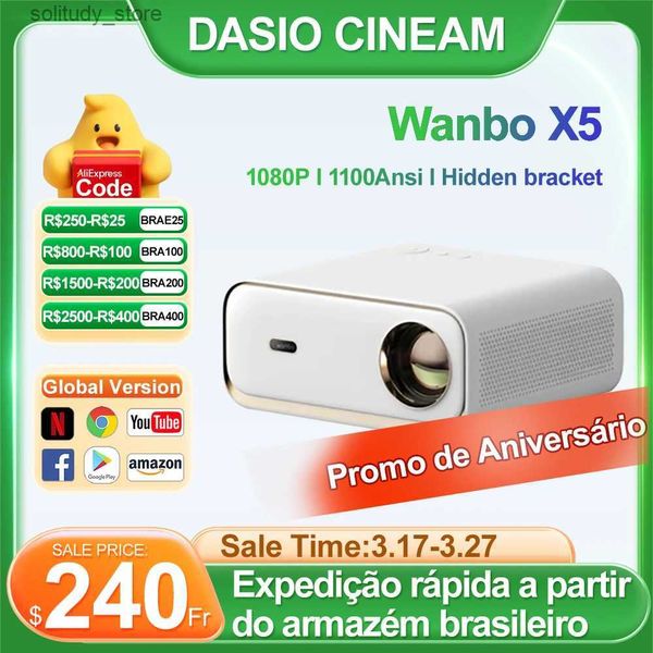 Otros accesorios para proyectores Wanbo X5 Inteligente Portátil Android 9.0 1100ANSI Lúmenes Full HD 1080P Enfoque automático Oficina Hogar Q240322