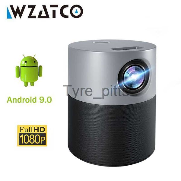Otros accesorios para proyectores WZATCO Nuevo E9 Mini proyector Full HD 1920 * 1080P Android 9.0 WIFI Blutooth Beamer 4k Video Proyector LED inteligente para cine en casa x0717