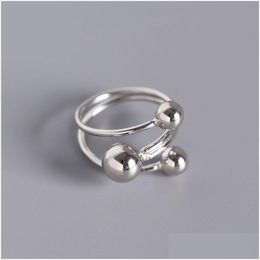 Andere Pure 925 Sterling Sier Open Ringen Voor Vrouwen Nieuwe Eenvoudige Mtilayer Drie Kralen Statement Ring Fijne Sieraden Sieraden Kettingen Pendan Dhsfg