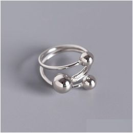 Overige Pure 925 Sterling Sier Open Ringen Voor Vrouwen Nieuwe Eenvoudige Mtilayer Drie Kralen Statement Ring Fijne Sieraden Sieraden Kettingen Pendan Dhjjx