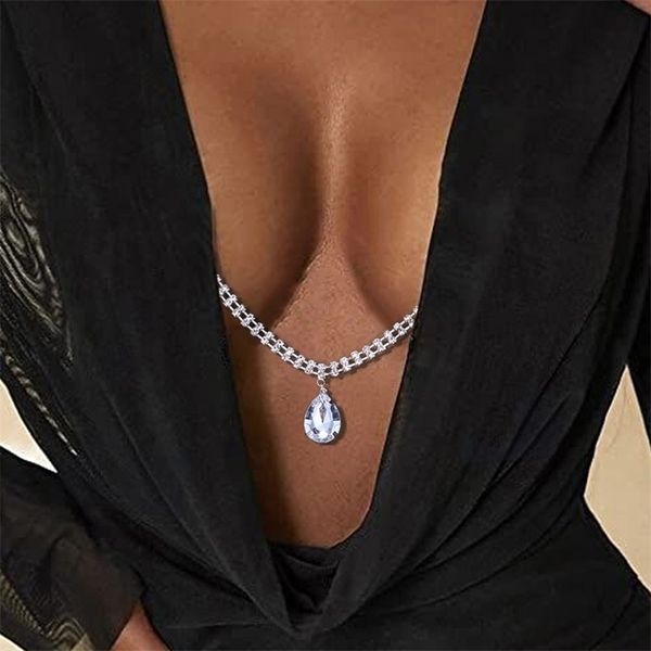 Otra gota de agua Rave colgante cristal pezón cadena joyería para mujeres sin Piercing cuerpo Sexy cadena Bikini Festival traje 221008