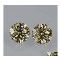 Autres vrais 0.53.5Ct couleur jaune clair Vvs1 coupe ronde Moissanite pierres lâches passer le test de diamant avec Gra pour la fabrication de bijoux à bricoler soi-même goutte Dhkmp