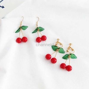 Andere rode kersen drop -oorbellen voor vrouwen schattige fruit kersen kralen hanger oorbellen lieve geschenken meisje sieraden Bijoux 240419