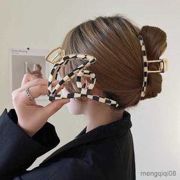 Andere Retro Dames Metalen Schaakbord Plaid Haar Cl Geometrische Krab Haarspeld Grijpclip Vrouwelijke Accessoires R230608