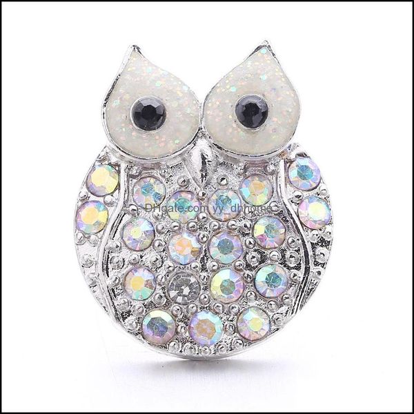 Autres composants de bijoux de bouton-pression de hibou en strass 18mm boutons-pression d'oiseau en métal adaptés au bracelet bracelet Noosa B1215 Drop D Dhseller2010 Dhtws