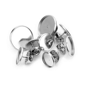 Otros Sauvoo Broche de acero inoxidable Base 12 mm 14 mm 16 mm 18 mm 20 mm Mariposa Tie Tack Bandeja de pines en blanco DIY Hallazgos de joyería Other292l