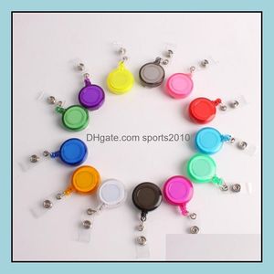 Autre école Business Industrialid Holder Name Tag Card Key Badge Reels Round Solid Plastic Clip-On Retractable Pl Reel Wholesale Office S