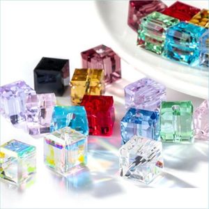 Autre Voir Pic 4Mm 100Pcs Carré Cube Forme Mticolor Cristal Perles Femmes Résultats de Bijoux Glands Boucle D'oreille Bracelet Collier Accessori Dhwem