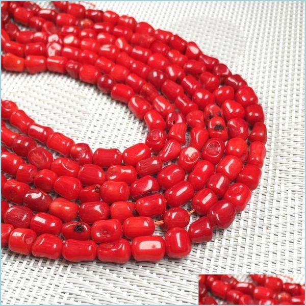 Autre Voir la photo Perles de corail rouge naturel Forme irrégulière Lâche pour les femmes Bracelets de bricolage Collier Bijoux Cadeau exquis Taille 8X9Mmsee Brit22 Dhdeo