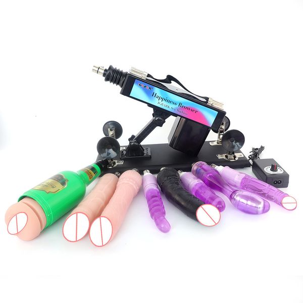Autres produits sexuels Machine Femelle Masturbation Pumping Gun with Dildos Attachements Automatic Toys For Women Vagin Anal Plug Vibrator 221121