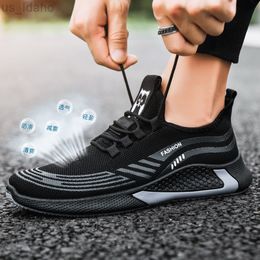 Autres chaussures Mode hommes baskets mouche tissé maille chaussures de sport décontractées rayures légères chaussure de course chaussures de tennis antidérapantes Buty Robocze Meskie L220923