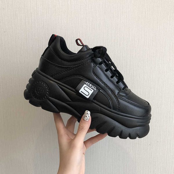 Autres chaussures Hight Augmentation Ulzzang Femmes Casual Chaussures Baskets Plateforme Compensées Talons Hauts Appartements Mocassins Dames Creepers Baskets L221020