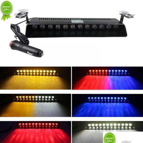 Autres lumières du signal 12 LED Dash Dash Strobe étrobe Flash Light Bar Polices lampe Red Gril