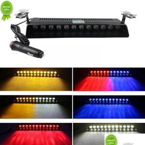 Autres feux de signalisation Nouveau 12 LED Dash de voiture d'urgence Strobe Flash Light Bar Polices Lampe Lumières Rouge Grill Bleu Avertissement Avertir O3C3 Drop Del Dhi7C