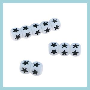 Andere Sile Cube Star Beads 12mm BPA kauwen kauw van Tweed Food Grade Theether Diy Pacifier keten Chewelry Sensory Toy Drop Delivery Sieraden LOO DHSN1