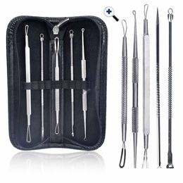 Otras herramientas para el cuidado de la piel 5 Unids / set Cara Kit de acero inoxidable Blackhead Blemish Acne Pimple Extractor Tool Limpiador Drop Delivery Health Dhixx