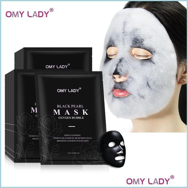 Otras herramientas para el cuidado de la piel Black Pearl Oxygen Bubble Mascarilla Hidratante Limpieza profunda con aceite de rosa Control de esencia Máscaras para la piel Hoja Dhqro