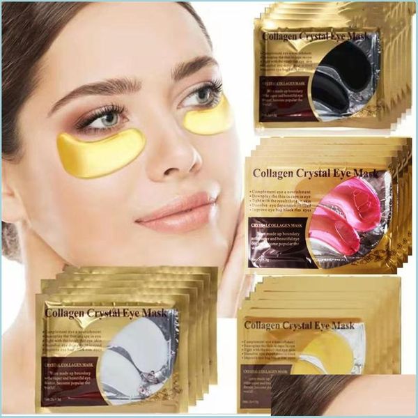 Autres outils de soins de la peau Crystal Collagène Gold Powder Masque de soin des yeux Anti-âge Cernes Acné Beautyes pour les yeux Masques de peau Drop Deliv Dhjob