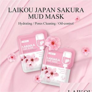 Autres outils de soins de la peau Laikou Japon Sakura Mud Masque Facial Nuit Packs Pour Le Visage Peau Nettoyer Cercle Foncé Hydrater Visages Soins Drop Livraison DHSL5